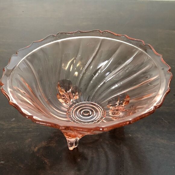 Elegant Pink Depression Glass Candy Dish Bowl - Picture 2 of 6